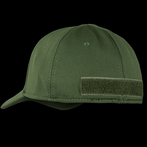 The Condor Flex Tactical Cap - Scorpion OCP is a tactical baseball cap shown from the side, made with mesh fabric and a Velcro patch on the back—perfect for first responders and outdoor activities.